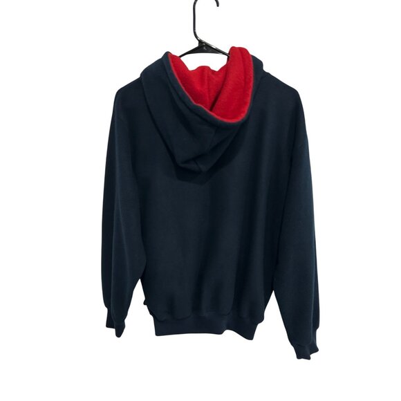 Trader Bay Colorblock Half Zip Pullover Hoodie Black Red Sz Medium Relaxed Cozy - Picture 2 of 10